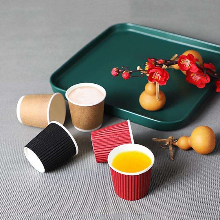 100 PCS 8oz Linen Corrugated Thickened kraft Paper Corrugated Coffee Cup