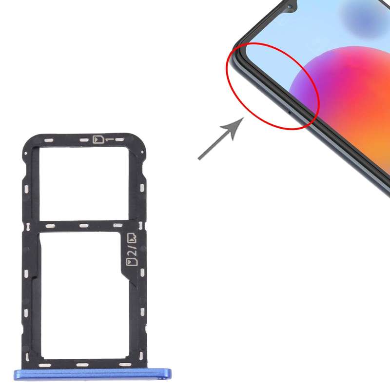 For ZTE Blade A52 SIM Card Tray + SIM Card Tray / Micro SD Card Tray (Blue)