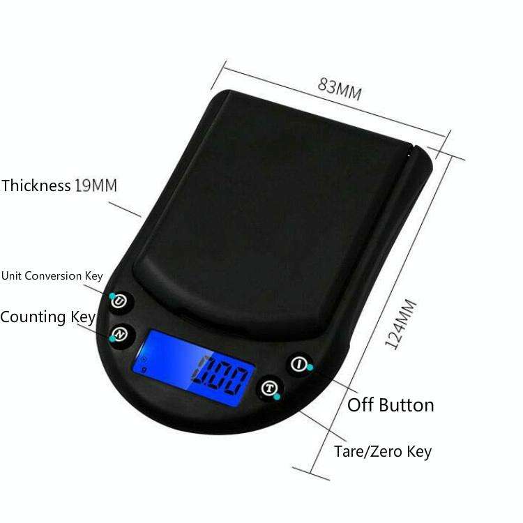 Precision Palm Scale Gold Silver Jewelry Scale Pocket Scale, Specification:200g/0.01g, Style:With...