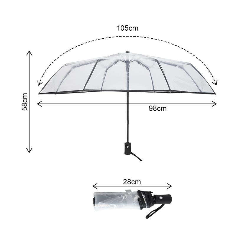 Creative Transparent Folding Umbrella 8 Bones Automatic Umbrella(Black)