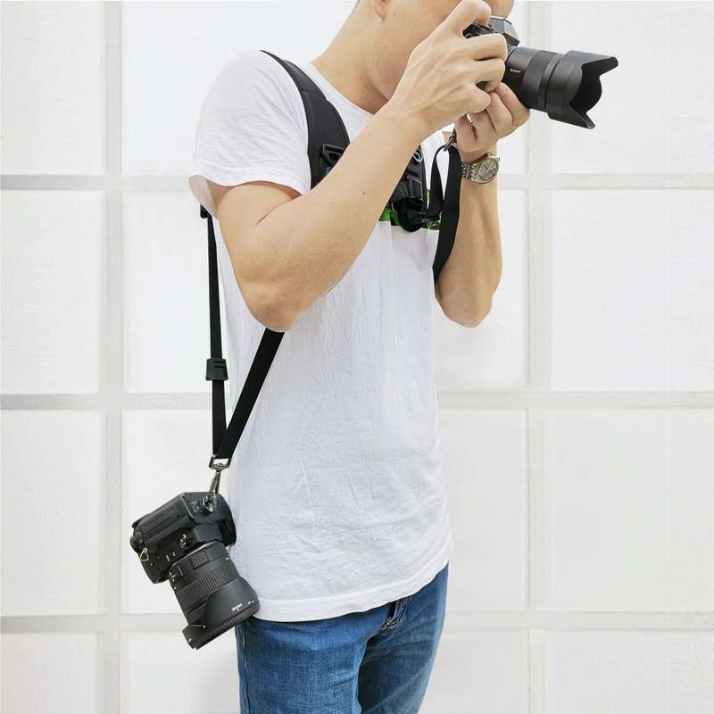 PULUZ Quick Release Double Shoulder Harness Soft Pad Decompression Foam Strap Belt for DSLR Digit...
