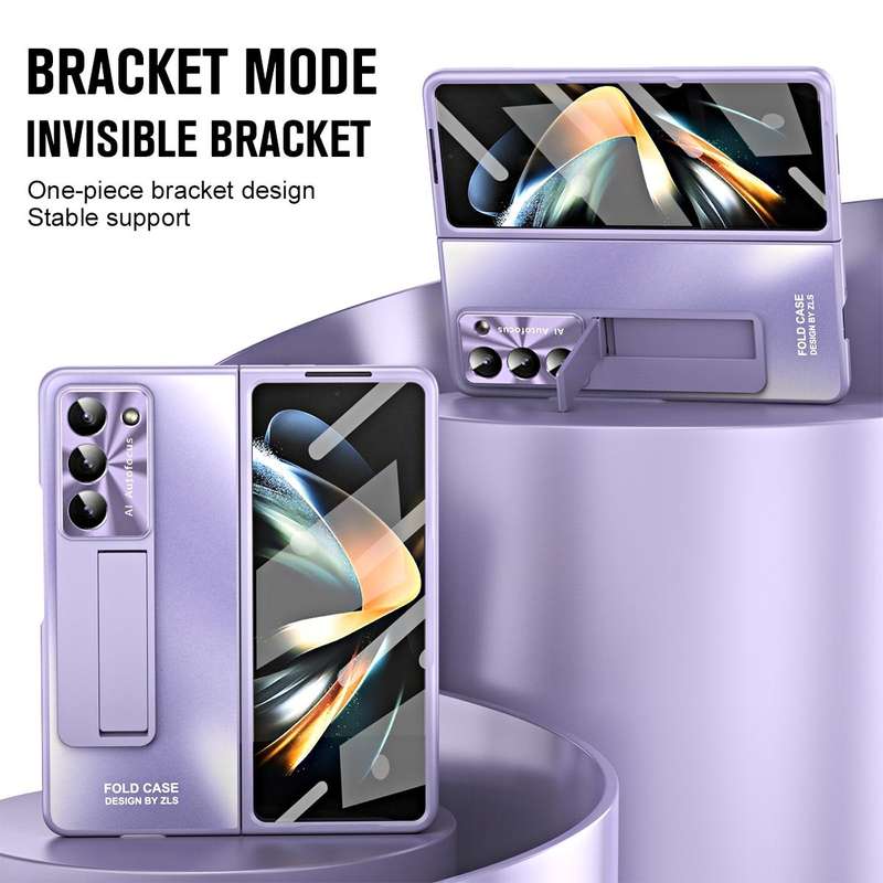 For Samsung Galaxy Z Fold5 5G Integrated AG Matte Folding Phone Case with Pen Slot(Purple)