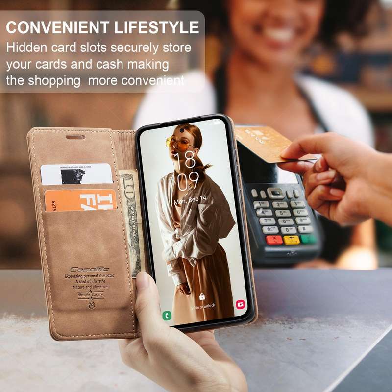 For Samsung Galaxy A35 5G CaseMe 013 Multifunctional Horizontal Flip Leather Phone Case(Brown)
