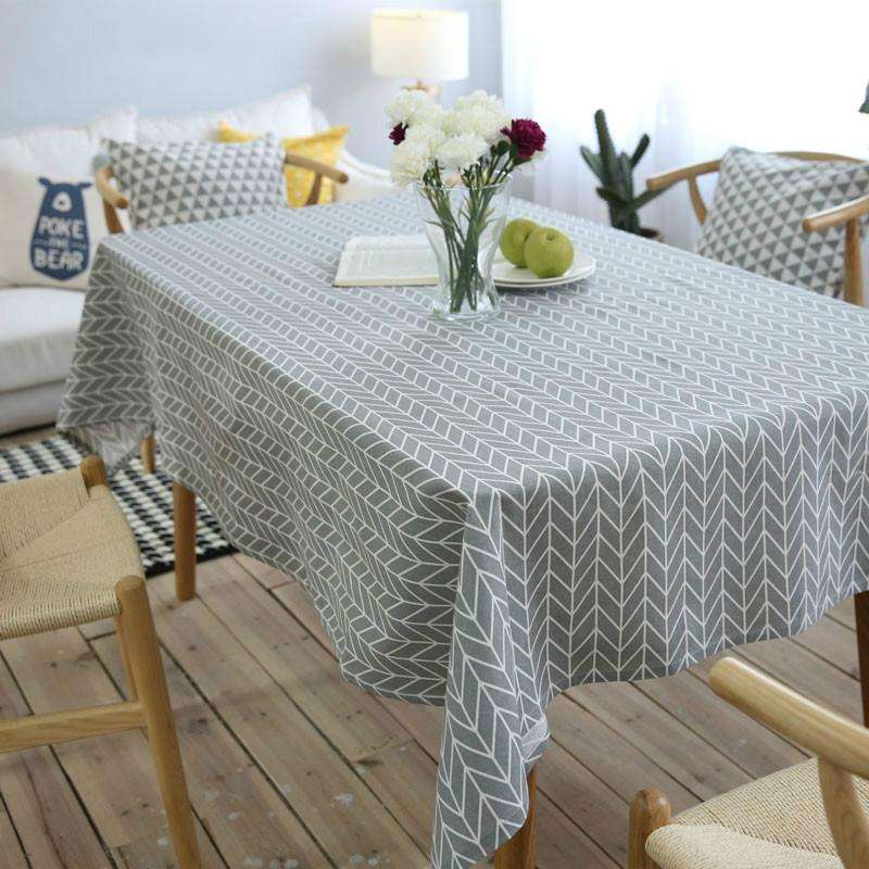 Literary Fresh Geometric Cotton Linen Tablecloth Gray Arrow Rectangular Coffee Table Cloth Desk C...