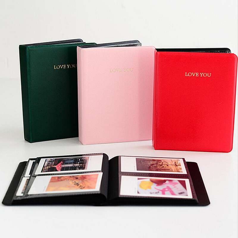 LOVEYOU Words Cover Standard Mini Photo Album Book, Specification:3 inch 64 Sheets(Pink)