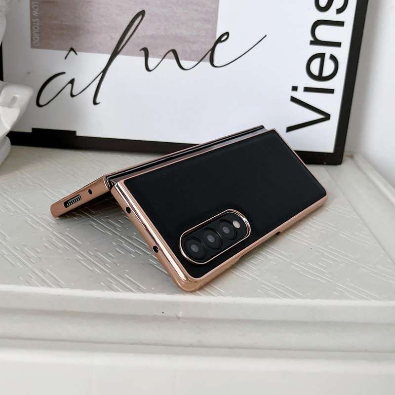 For Samsung Galaxy Z Fold3 5G Genuine Leather Xiaoya Series Nano Plating Phone Case(Coffee)