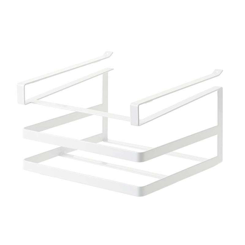 Double-layer Punch-free Kitchen Wall-Mounted Cutting Board Rack(White)