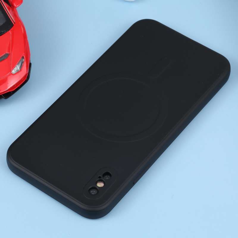 For iPhone XS Max Liquid Silicone Full Coverage Shockproof Magsafe Phone Case(Black)
