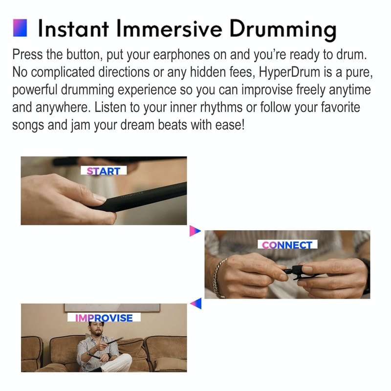 Hyperdrum Somatosensory Virtual Drum Kit Smart Portable Musical Instrument (Black)