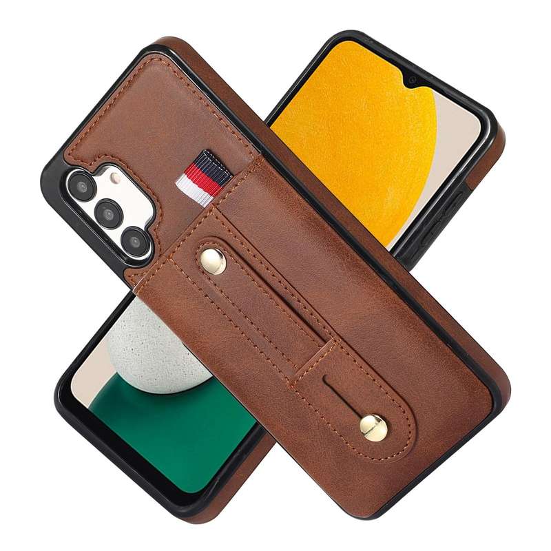 For Samsung Galaxy A73 5G Wristband Kickstand Wallet Leather Phone Case(Brown)