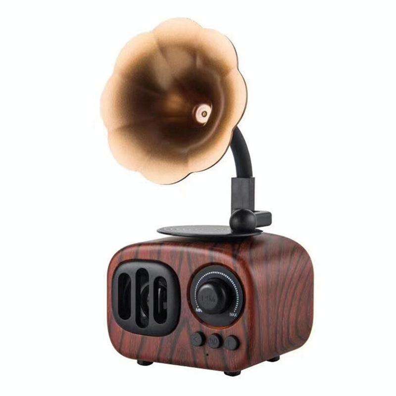 Retro Wood Portable Mini Bluetooth Speaker Wireless Loudspeaker Outdoor Speaker Sound System TF F...