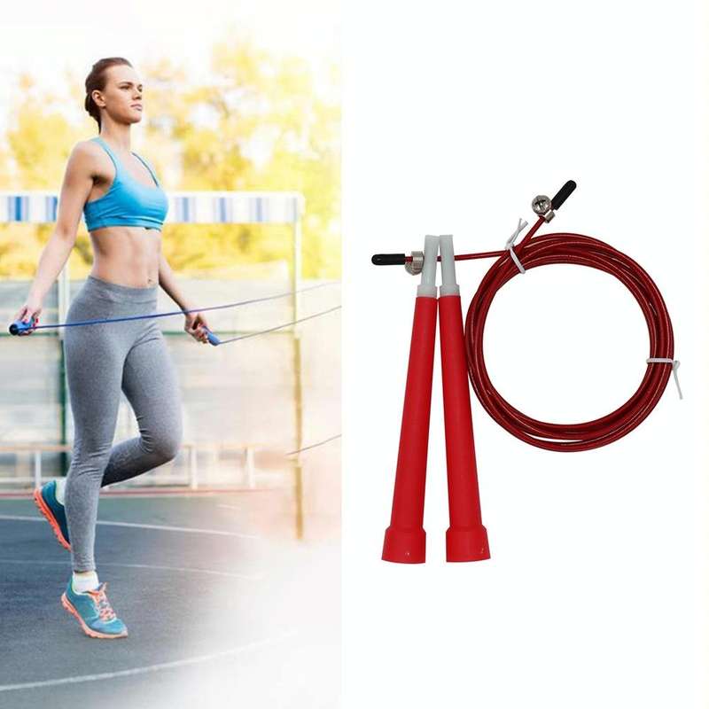 Steel Wire Skipping Skip Adjustable Fitness Jump RopeLength: 3m(Red)