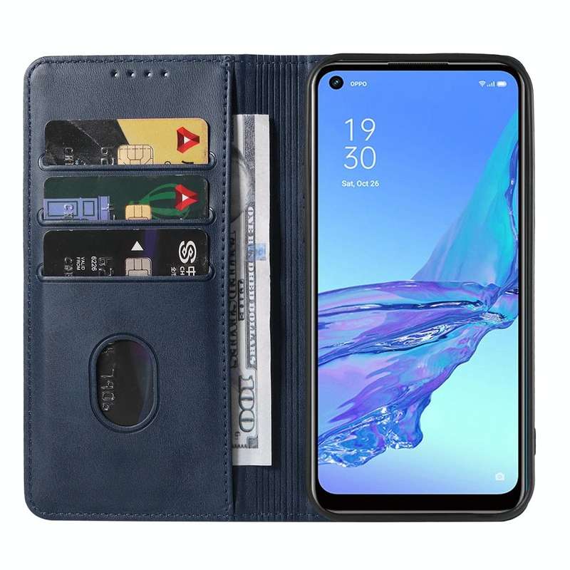 For OPPO A53s Magnetic Closure Leather Phone Case(Blue)