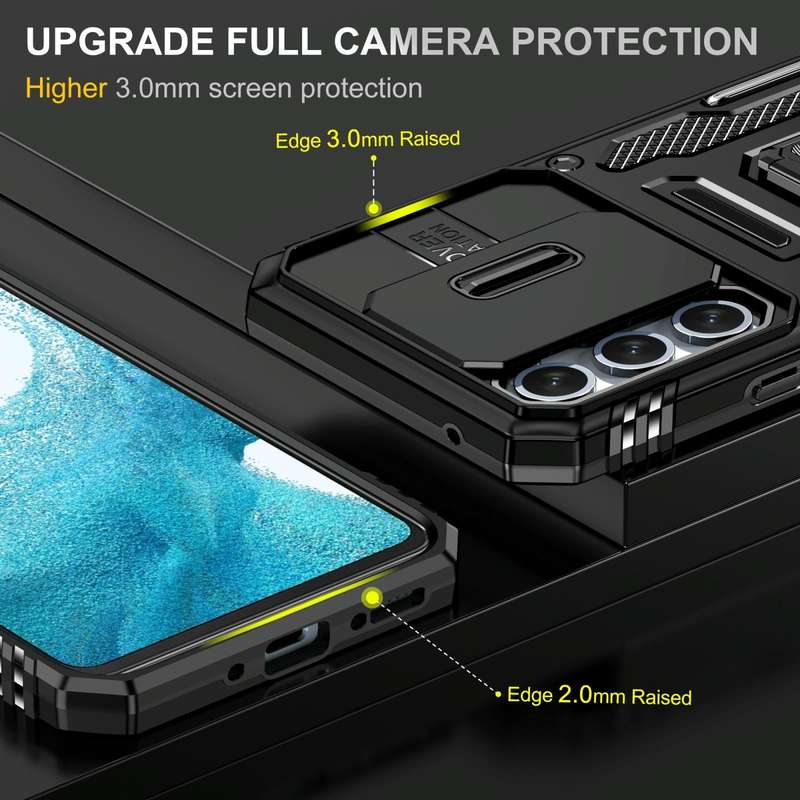 For Samsung Galaxy S23 FE 5G Armor PC + TPU Camera Shield Phone Case(Black)