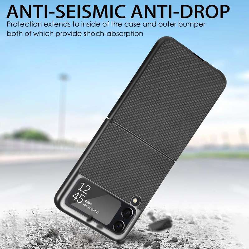For Samsung Galaxy Z Flip4 Fiber Texture Fold Shockproof Phone Case(Black)
