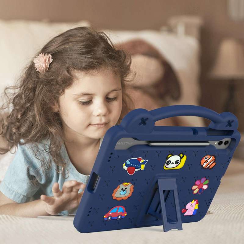 For Samsung Galaxy Tab S9 FE+ 12.4 X610N Handle Kickstand Children EVA Shockproof Tablet Case(Nav...