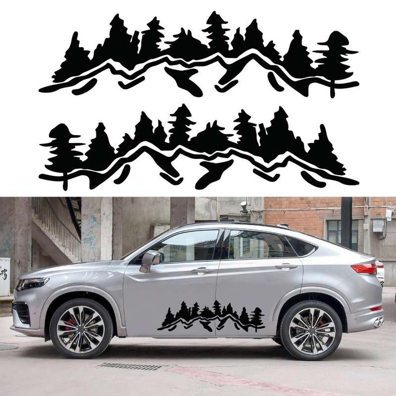 2 PCS/Set D-924 Mountain Woods Pattern Car Modified Decorative Sticker(Black)