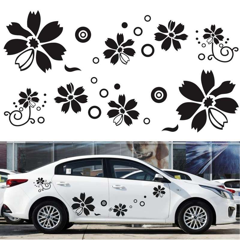 2 PCS/Set D-510 Flowers Pattern Car Modified Decorative Sticker(Yellow)
