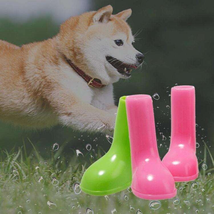 4 PCS/Set Pet Rain Boots Waterproof Non-slip Dog Shoes, Size:S(Pink)