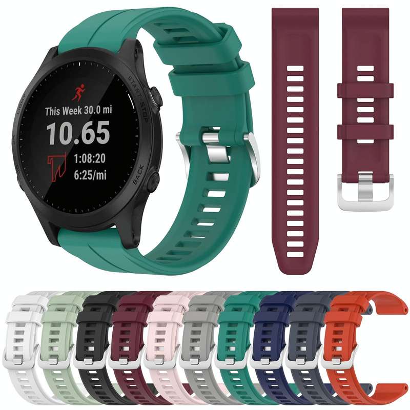 For Garmin Forerunner 945 22mm Solid Color Silicone Watch Band(Black)