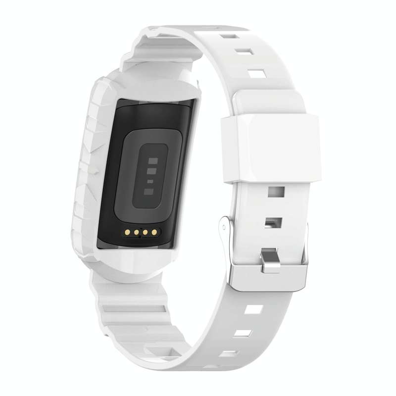 For Fitbit Charge 4 SE Silicone One Body Armor Watch Band(White)