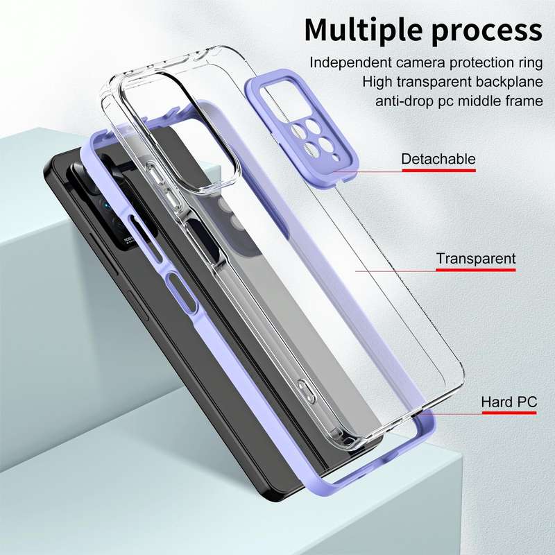 For Xiaomi Redmi Note 11 Pro 5G / 4G 3 in 1 Clear TPU Color PC Frame Phone Case(Purple)