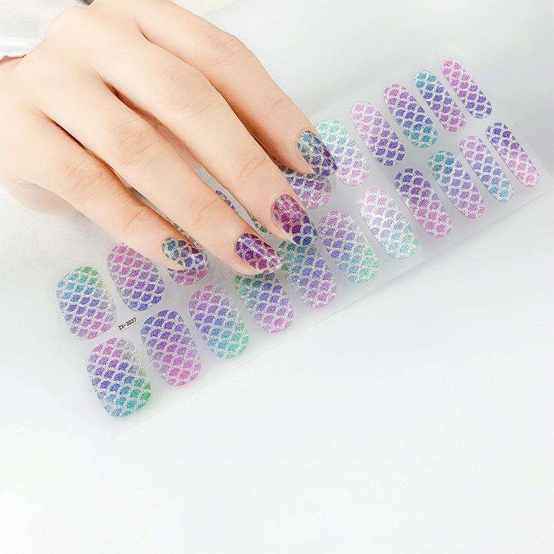 22 Fingers Shiny Onion Powder Starry Waterproof Nail Sticker(ZX-3032)