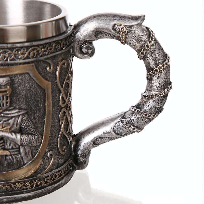 3D Viking Skull Coffee Beer Mug Skull Mug Beer Wine Drink Gift Stainless Steel Knight Decorative ...