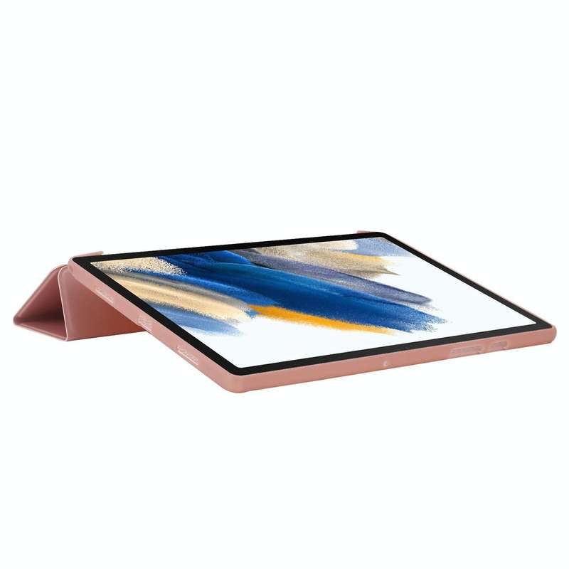For Samsung Galaxy Tab A8 10.5 2021 TPU Three-fold Horizontal Flip Leather Case(Rose Gold)