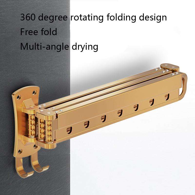 Clothes Rack Folding Telescopic Balcony Drying Rack Indoor Household Wall-Mounted Clothes Rail, C...