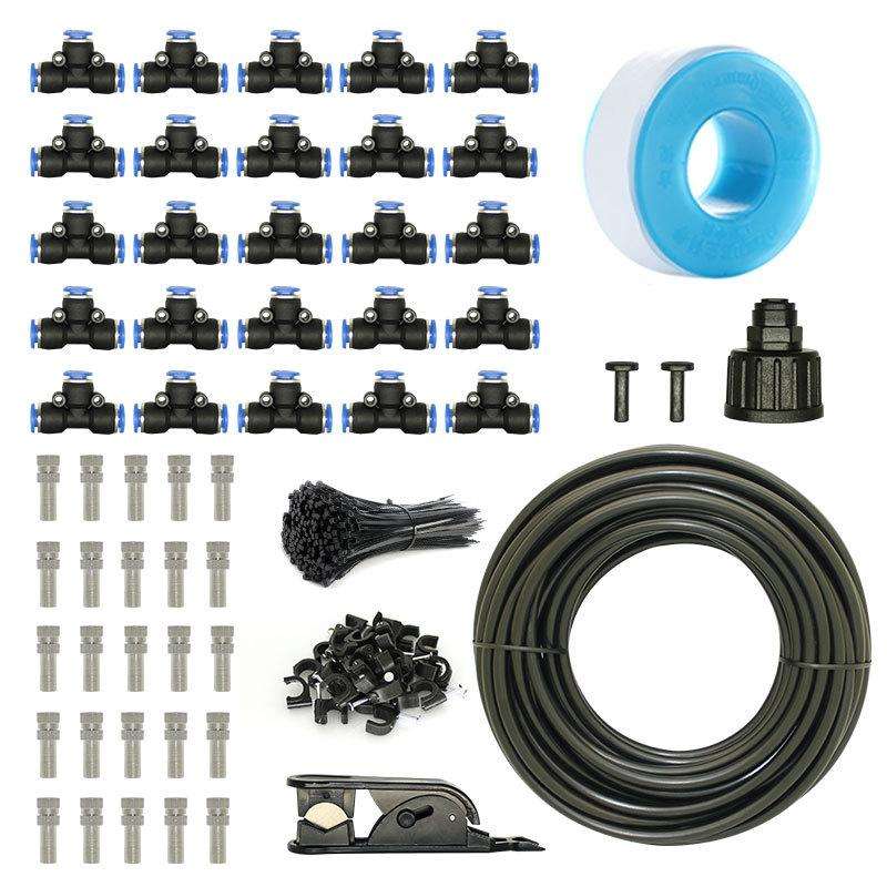 Low Pressure Spray DIY Kit Outdoor Cooling Atomization System, Specification: 23m 25 Heads(Black)