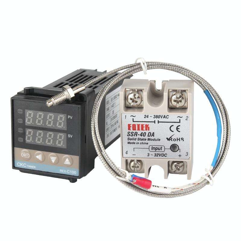 REX-C100 Thermostat + Thermocouple + SSR-60 DA Solid State Module Intelligent Temperature Control...