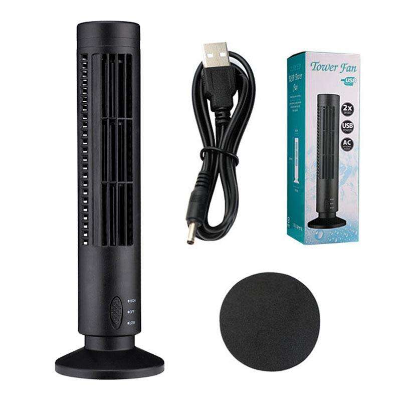 Tower Type USB Electric Fan Leafless Air-conditioning Fan(Black)