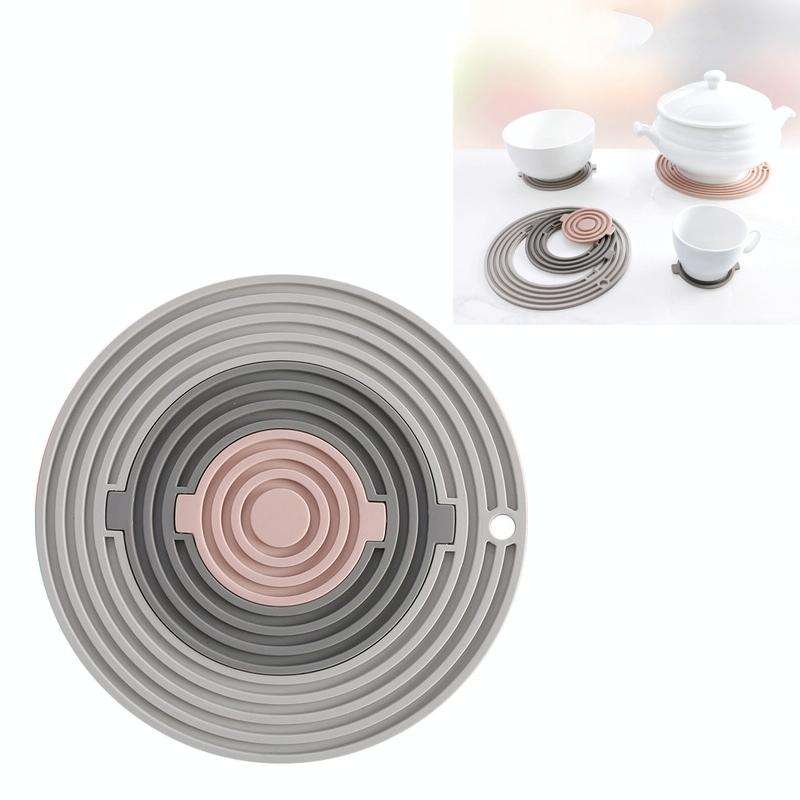 3 in 1 Round Silicone Heat Insulation Pad High Temperature Resistant Multifunctional Tableware Pa...