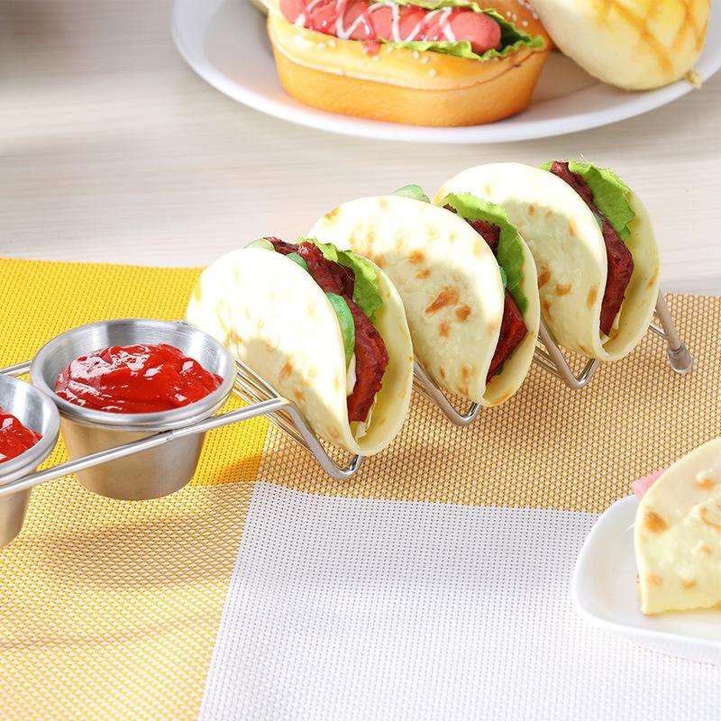 Taco Rack Stainless Steel 304 Taco Rack Taco Pancake Stand, Specification: Single Cup At Both Ends