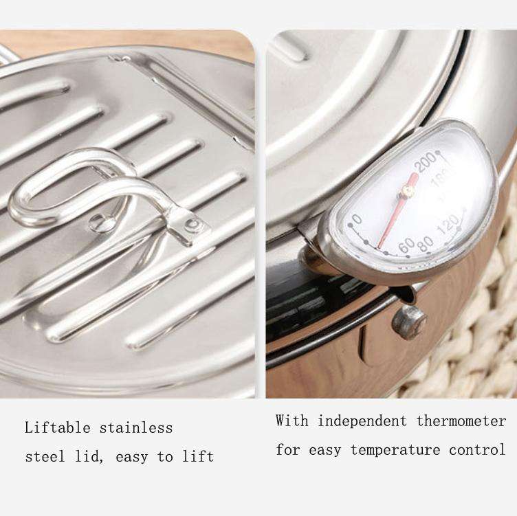 304 Stainless Steel Fryer Pot Household Temperature-controlled Multifunctional Thickening Pot, Si...