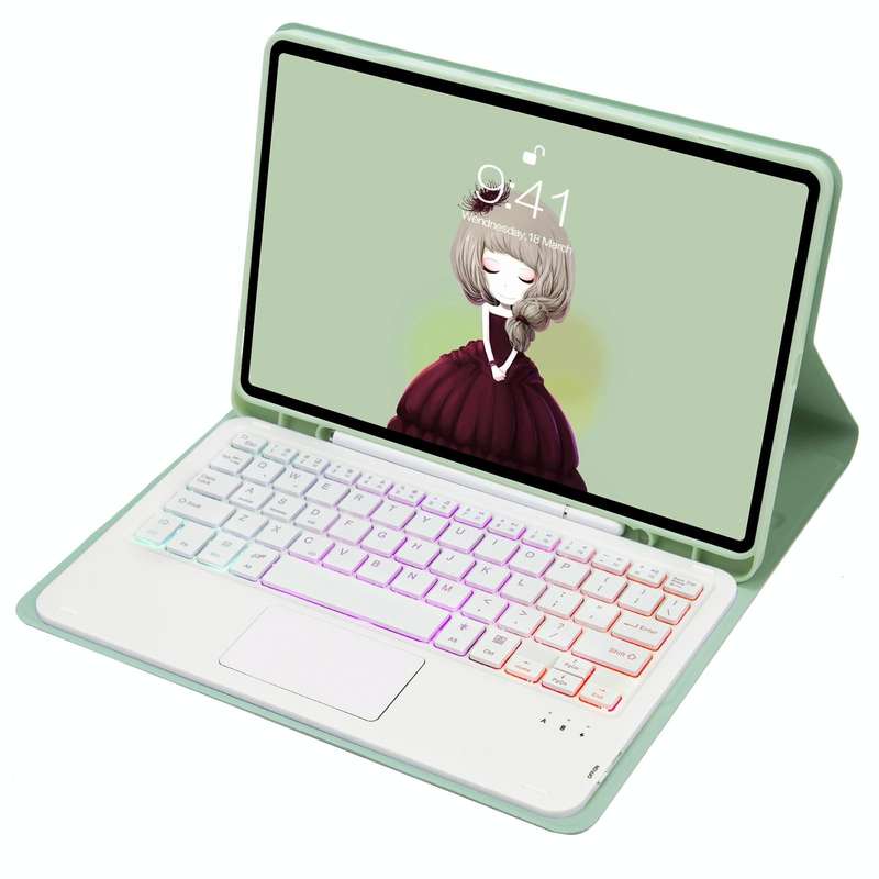 For Samsung Galaxy Tab A8 10.5 (2021) A08B-AS Candy Color Backlight Bluetooth Keyboard Leather Ta...