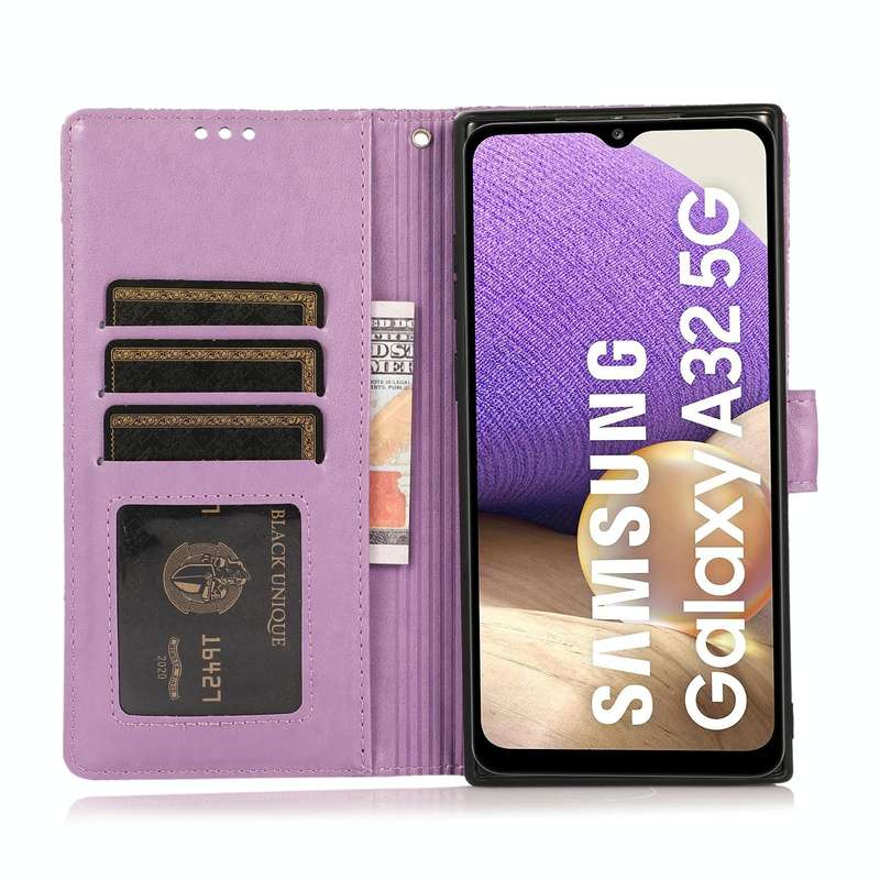 For Samsung Galaxy A32 5G Skin Feel Embossed Sunflower Horizontal Flip Leather Case with Holder &...
