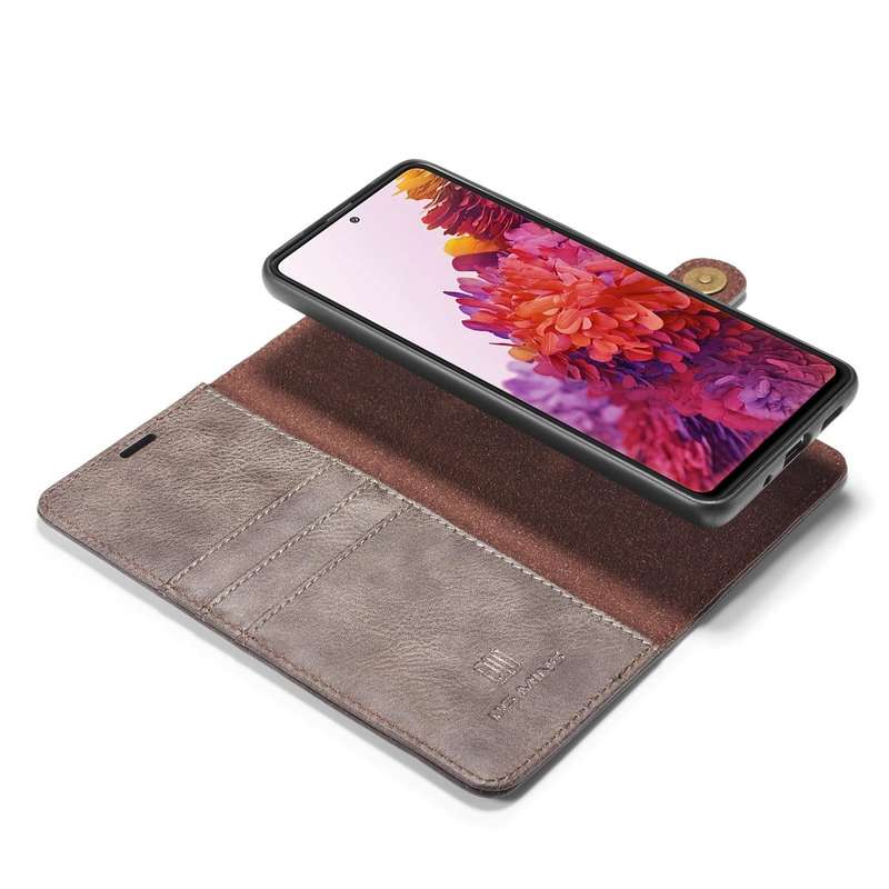 For Samsung Galaxy S20 FE DG.MING Crazy Horse Texture Flip Detachable Magnetic Leather Case with ...