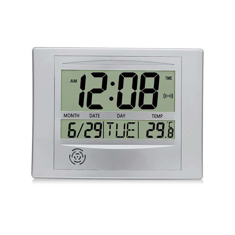 Home Big Screen Display Digital Electronic Wall Clock Living Room Temperature Clock(Silver)