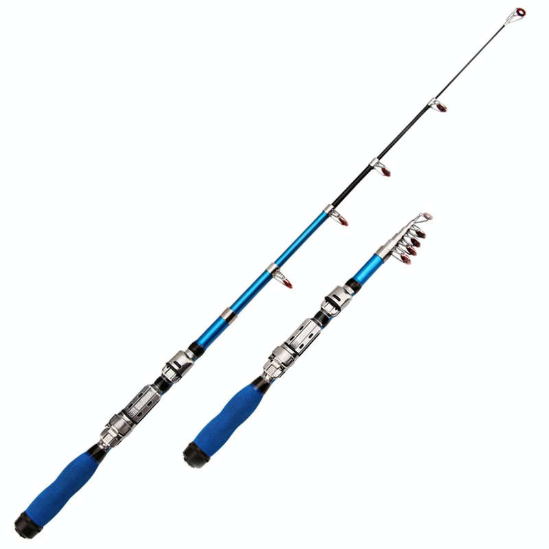 30cm Portable Telescopic Sea Fishing Rod Mini Fishing Pole, Extended Length : 1.0m, Blue Clip Ree...