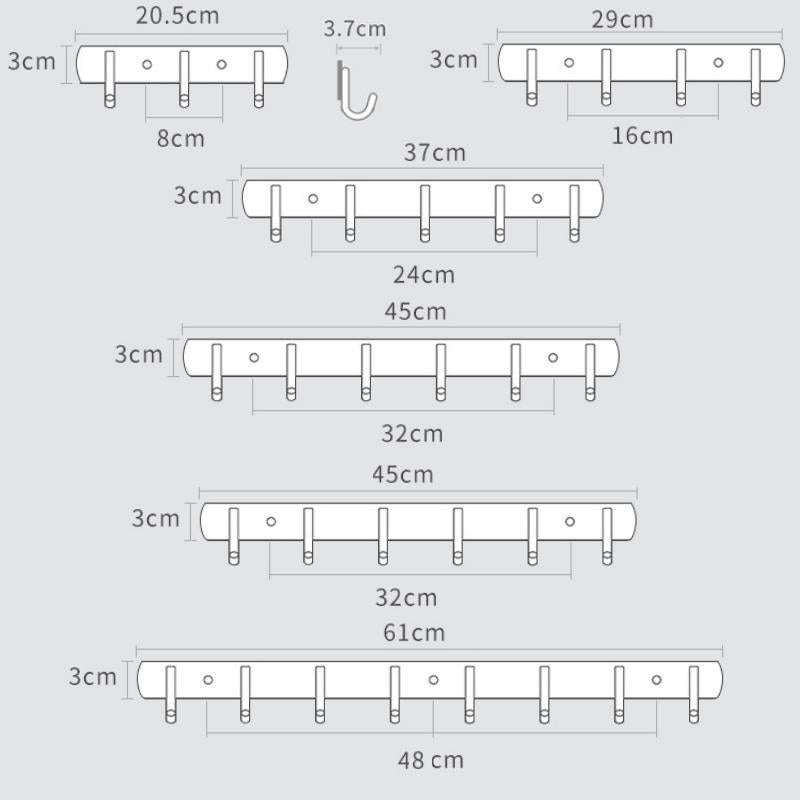 304 Stainless Steel No Punching Door Rear Coat Hook, Specification: 4 Hooks