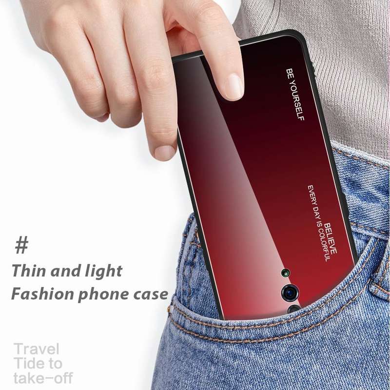 For OPPO Reno Gradient Color Glass Case(Blue)
