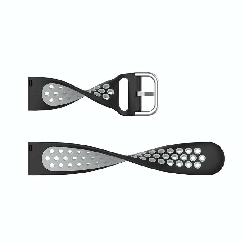 For Garmin Forerunner 265 22mm Perforated Breathable Sports Silicone Watch Band(Black+Rose Red)