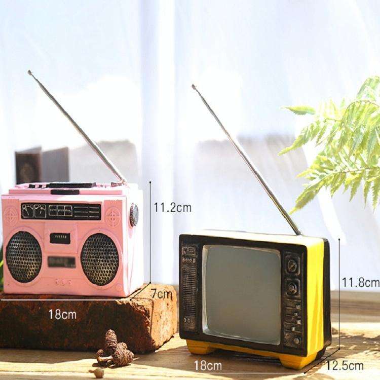 Vintage Radio TV Set Home Decoration Retro Craft Decoration, Style:TV Yellow