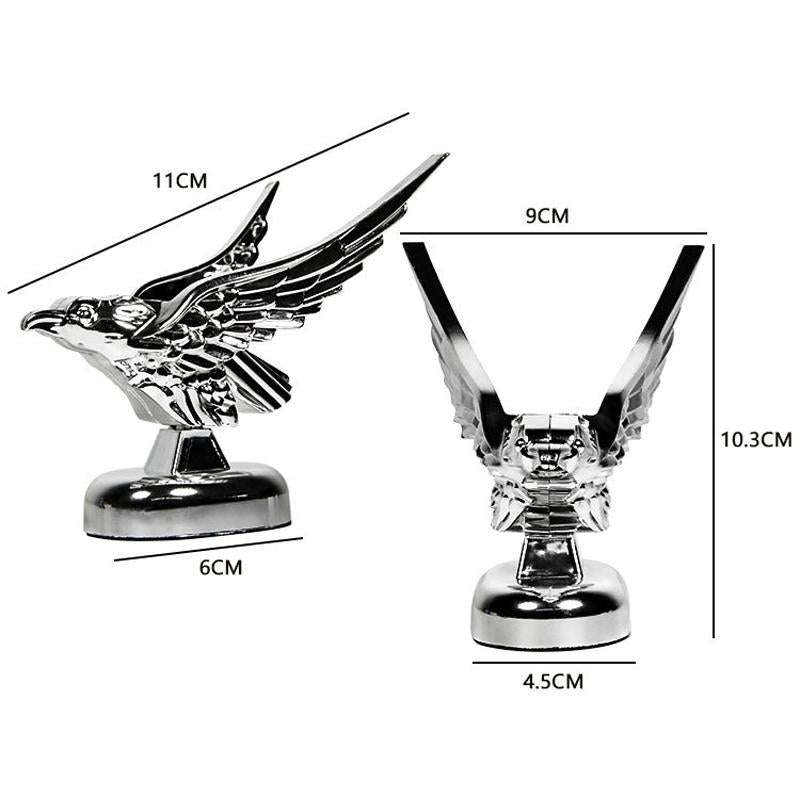 Car Hood Decoration 3D Spread Wings Flying Eagle Modification Universal Car Emblem(Silver)