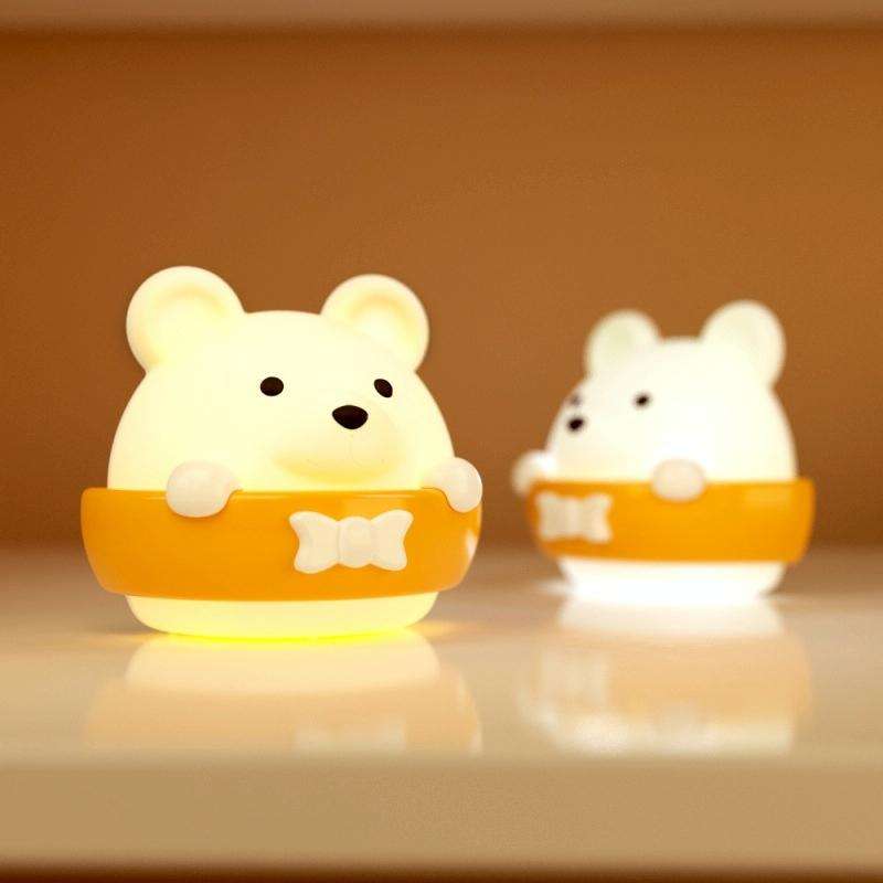 Bear Remote Control Night Light Bedside Eye Protection Wall Lamp with 3 Light Modes, Style:Rechar...