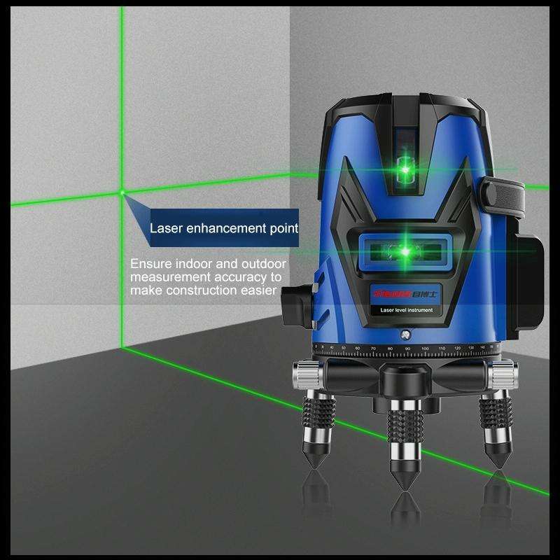 MBOOS Green Light 3 Line Outdoor Laser Level Instrument with Anti-drop Plastic Box & 1m Tripod