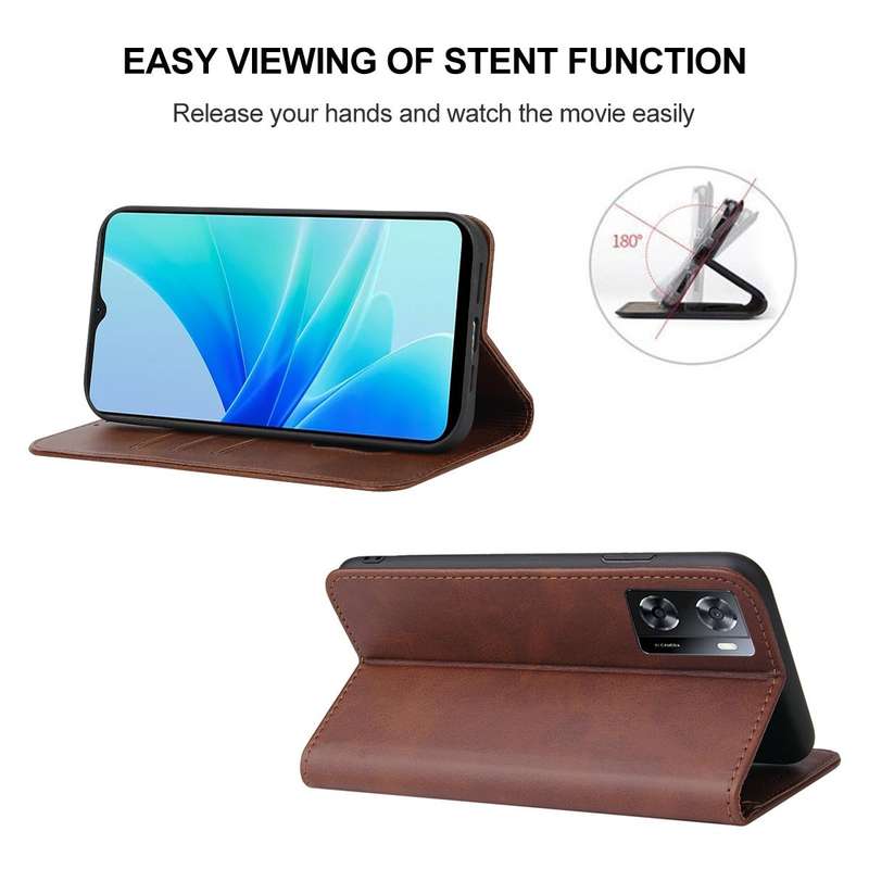 For OPPO A57 4G Magnetic Closure Leather Phone Case(Brown)