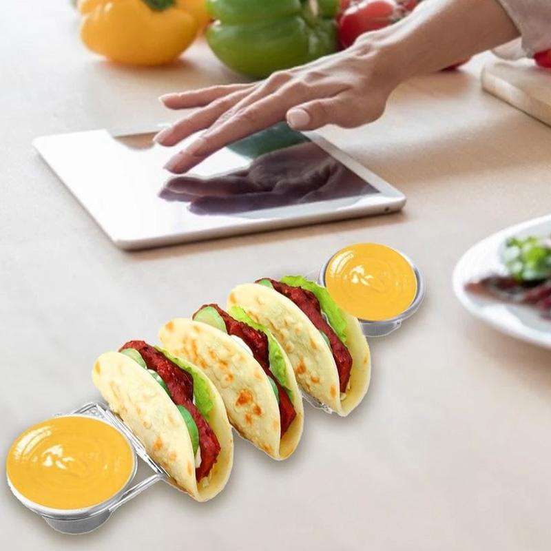 Taco Rack Stainless Steel 304 Taco Rack Taco Pancake Stand, Specification: Single Cup At Both Ends